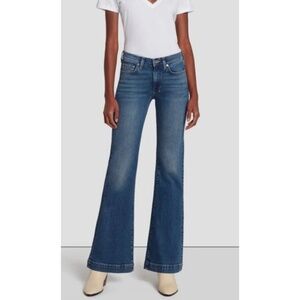 7 For All Mankind Dojo New York Dark Wide Leg Jeans Blue Flare High Rise 32